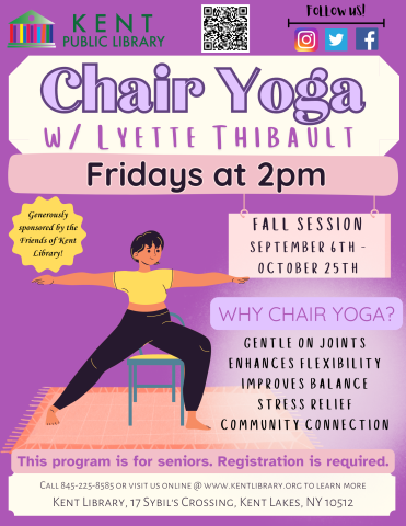 flyer advertising chair yoga featuring information shared in event description